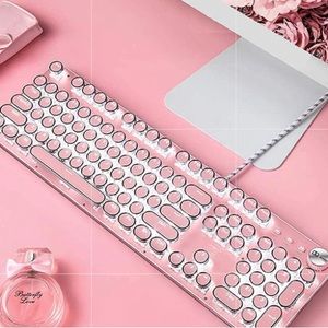 CC MALL Gaming Keyboard,Retro Punk Typewriter-Style